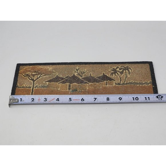 Vintage Hand Made Sand Art Picture On Wood Unframed Palm Trees & Huts 1960s/70s - Picture 5 of 6